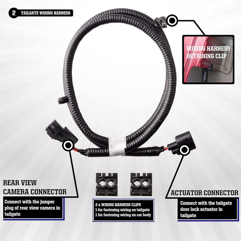 GrteRokky Power Tailgate Remote Lock Assembly Kit w/Wiring Harness Compatible for 2019-2023 3rd Toyota Tacoma Long Wheelbase Power Lock Assembly Crew Cab 6' Bed PK3B6-35JL0 - Image 5